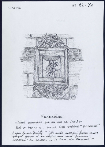 Francières : niche oratoire sur mur de l'église - (Reproduction interdite sans autorisation - © Claude Piette)