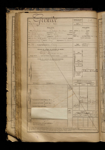 Grenier, Charles Amédée Ernest, né le 26 février 1869 à Fontaine-sur-Maye (Somme), classe 1889, matricule n° 608, Bureau de recrutement d'Abbeville