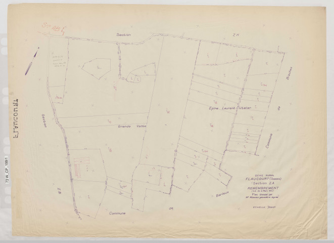 Plan du cadastre rénové - Flaucourt : section ZA