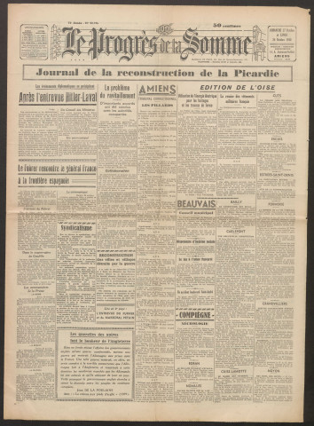Le Progrès de la Somme, numéro 22194, 27 - 28 octobre 1940