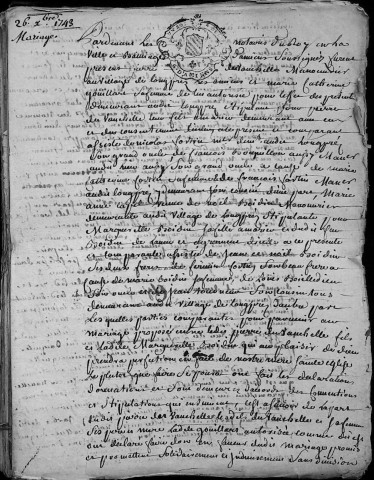 Etude de Me Grégoire Rault à Amiens (étude n°21). Minutes de l'année 1743