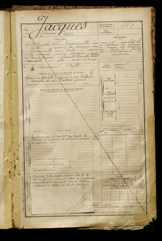 Jacques, Germain Joseph Cléophas, né le 11 décembre 1880 à Fressenneville (Somme), classe 1900, matricule n° 865, Bureau de recrutement d'Abbeville
