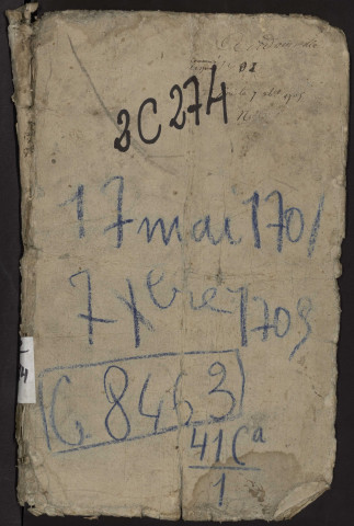 Contrôle des actes du bureau d'Airaines pour la période du 17 mai 1701 au 15 décembre 1705