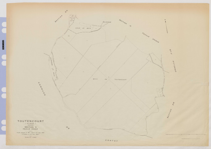 Plan du cadastre rénové - Toutencourt : section G