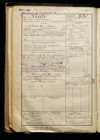 Vielle, René Alfred Alexandre, né le 18 novembre 1900 à Amiens (Somme), classe 1920, matricule n° 536, Bureau de recrutement d'Amiens