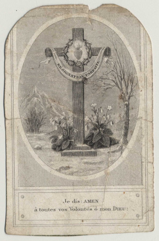 Je dis amen à toutes vos volontés ô mon Dieu. la Croix, la Couronne d'épines et le Sacré Coeur de Jésus