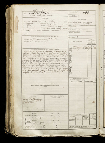 Dufour, Michel Marie Jean, né le 22 novembre 1896 à Allery (Somme), classe 1916, matricule n° 466, Bureau de recrutement d'Abbeville