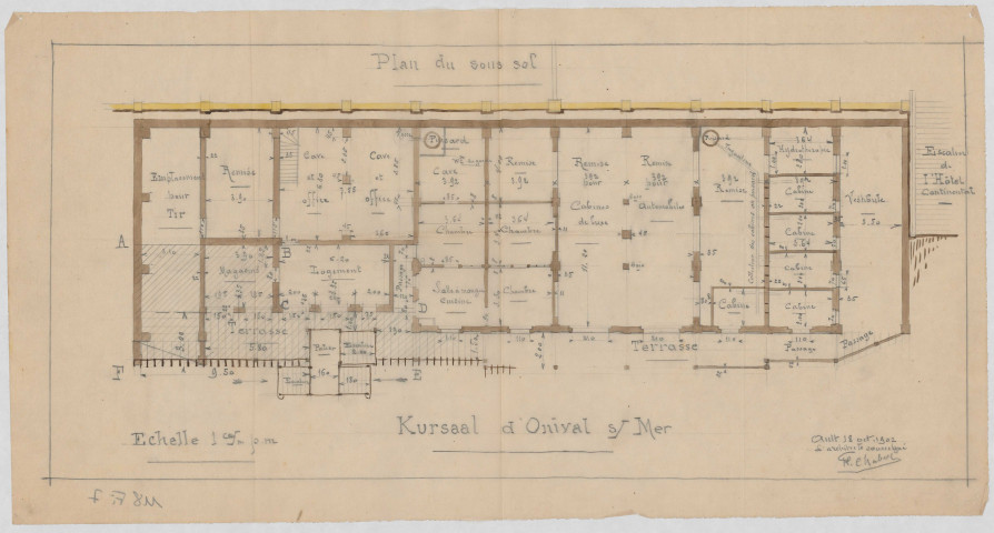 Projet d'agrandissement du Kursaal d'Onival. Plan de niveau : le sous-sol