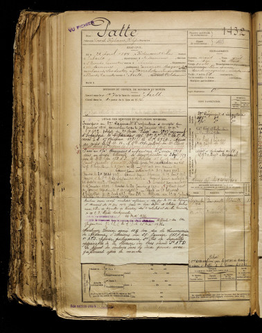 Patte, Louis Stéphane Philigène, né le 22 avril 1897 à Béthencourt-sur-Mer (Somme), classe 1917, matricule n° 1432, Bureau de recrutement d'Amiens