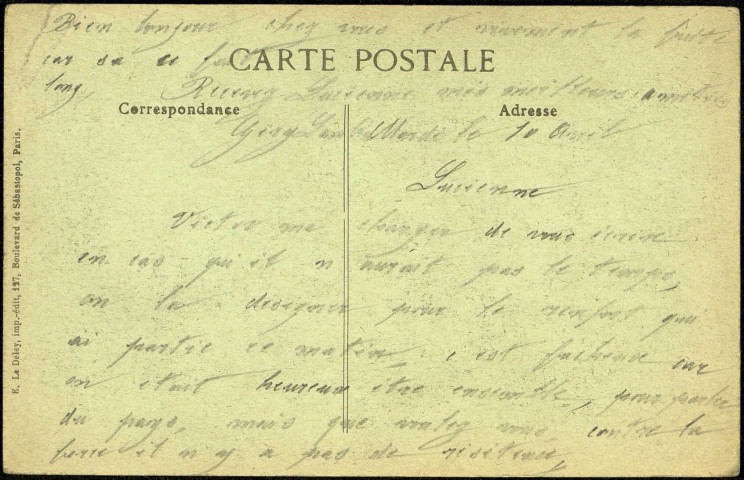 Guerre 1914-15-16-17. Le Zeppelin abattu à Compiègne le 17 mars 1917. - Carte adressée à Lucienne Bardoux-Cleenewerck à Blendecques (Pas-de-Calais)