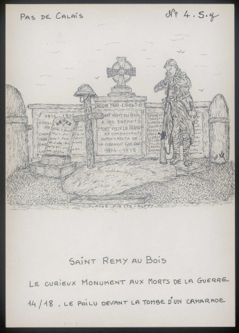Saint-Rémy-au-Bois (Pas-de-Calais) : curieux monument aux morts de la guerre 1914-1919 - (Reproduction interdite sans autorisation - © Claude Piette)
