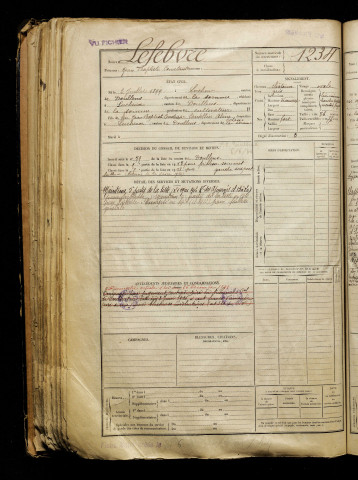 Lefebvre, Jean Baptiste Constant, né le 02 juillet 1899 à Lucheux (Somme), classe 1919, matricule n° 1234, Bureau de recrutement d'Abbeville