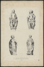 Picardie. 1 et 2 Statues du portail de l'église Saint-Vulfranc à Abbeville (l'Assomption). 3 et 4. Statues de l'intérieur de l'église de Saint-Riquier (Sainte Hélène, Sainte Catherine)