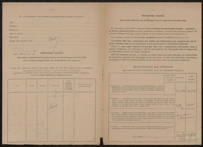 Cléry-sur-Somme. Demande d'indemnisation des dommages de guerre : dossier Boinet-Caudron