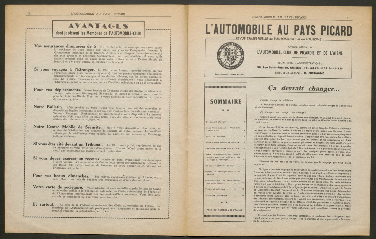 L'Automobile au Pays Picard. Revue de l'Automobile et du Tourisme. Organe officiel de l'Automobile-Club de Picardie et de l'Aisne, 394, janvier 1959