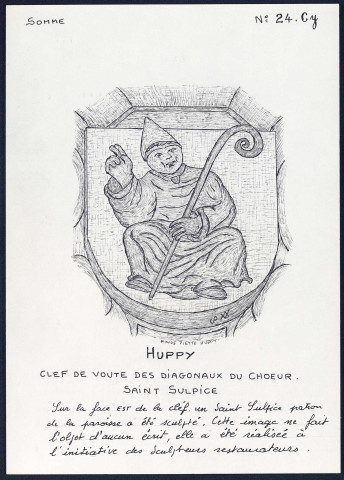Huppy : clef de voûte des diagonaux du choeur Saint-Sulpice - (Reproduction interdite sans autorisation - © Claude Piette)