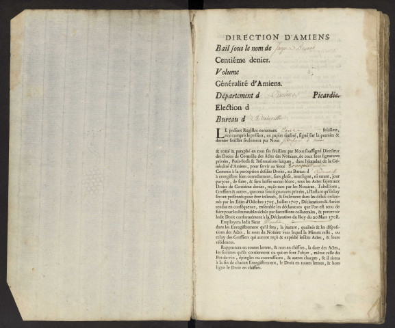Centième denier du bureau d'Andainville pour la période du 6 octobre 1748 au 3 juin 1755
