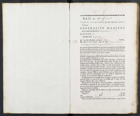 Contrôle des actes du bureau de Conty pour la période du 7 mars 1756 au 14 novembre 1758