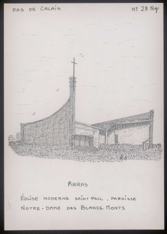 Arras (Pas-de-Calais) : église moderne Saint-Paul - (Reproduction interdite sans autorisation - © Claude Piette)