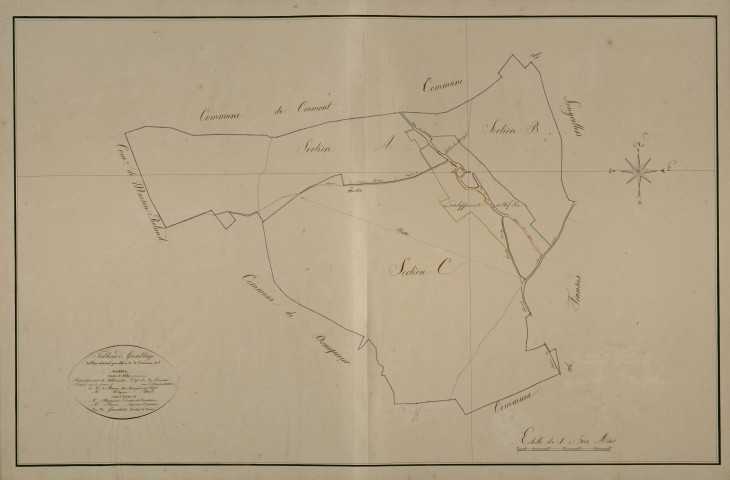 Plan du cadastre napoléonien - Mesnil-Domqueur (Maisnil) : tableau d'assemblage