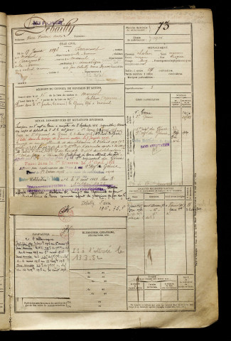 Debailly, Pierre Fréderic André, né le 17 janvier 1896 à Beaucourt-en-Santerre (Somme), classe 1916, matricule n° 73, Bureau de recrutement de Péronne