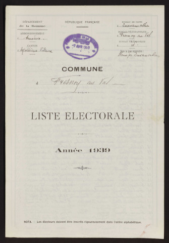 Liste électorale : Fresnoy-au-Val