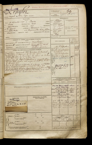 Lenglet, Auguste Oscar Roger, né le 20 décembre 1892 à Crespin (Nord), classe 1912, matricule n° 59, Bureau de recrutement de Péronne