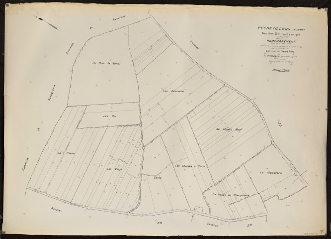Plan du cadastre rénové - Puchevillers : section ZC