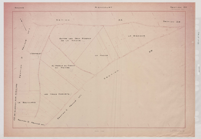 Plan du cadastre rénové - Riencourt : section ZH