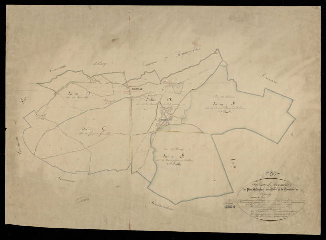 Plan du cadastre napoléonien - Bernay : tableau d'assemblage