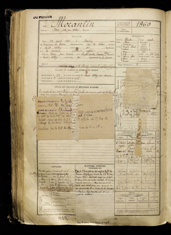 Morantin, Pierre Jules Jean Arthur, né le 23 avril 1896 à Douriez (Pas-de-Calais), classe 1916, matricule n° 1360, Bureau de recrutement d'Abbeville