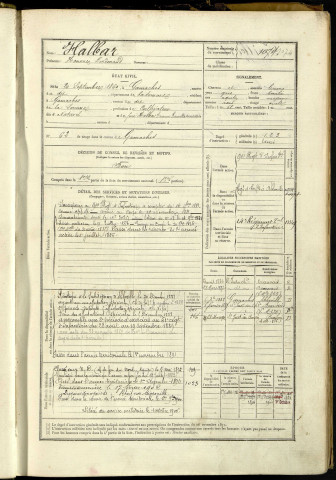 Hallar, Honoré Ferdinand, né le 20 septembre 1860 à Gamaches (Somme, France), classe 1880, matricule n° 1074, Bureau de recrutement d'Abbeville