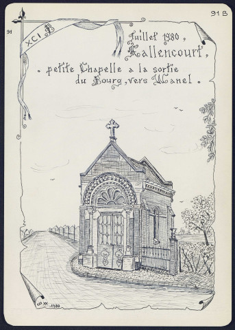 Hallencourt : petite chapelle à la sortie du Bourg, vers Wanel - (Reproduction interdite sans autorisation - © Claude Piette)