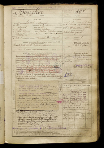 Boucher, Victorin Jean Baptiste, né le 22 novembre 1884 à Amiens (Somme), classe 1904, matricule n° 667, Bureau de recrutement d'Amiens