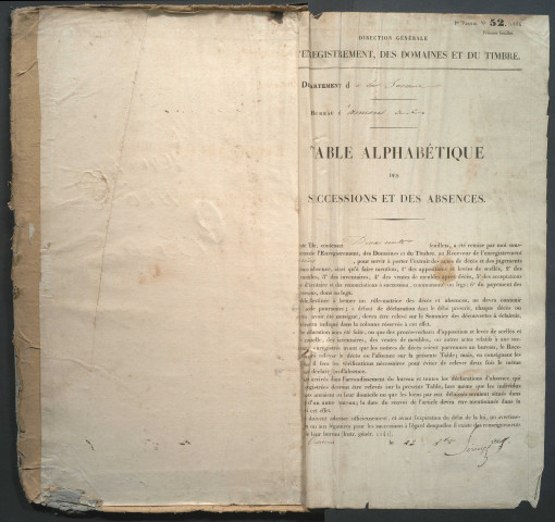 Table des successions et absences du bureau d'Amiens