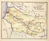 Carte historique et militaire du département figurant les cours d'eau, les villes fortifiées, les batailles, les places fortes, les abbayes
