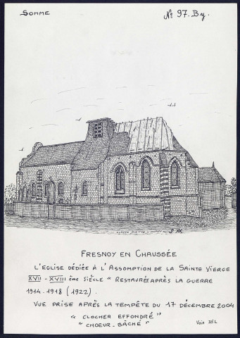 Fresnoy-en-Chaussée : église dédiée à l'assomption de la Sainte-Vierge - (Reproduction interdite sans autorisation - © Claude Piette)