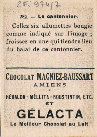 Chocolat Magniez-Baussart, Amiens. Image 282 : le cantonnier