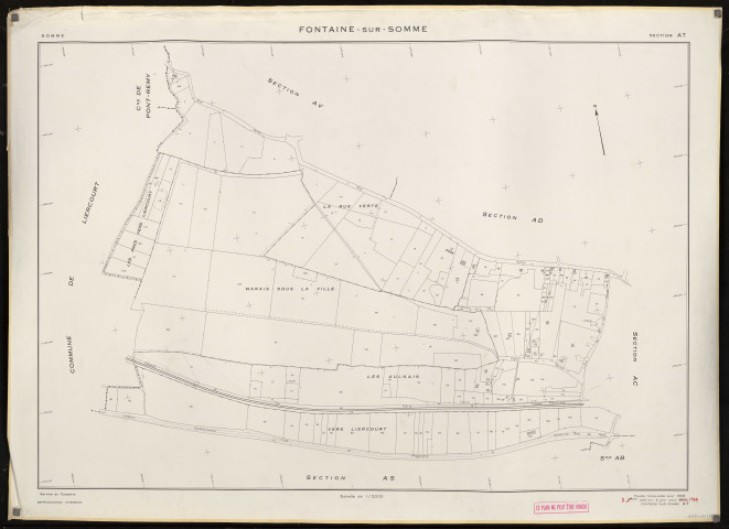 Plan du cadastre rénové - Fontaine-sur-Somme : section AT