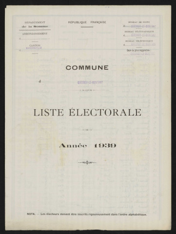 Liste électorale : Quesnoy-le-Montant