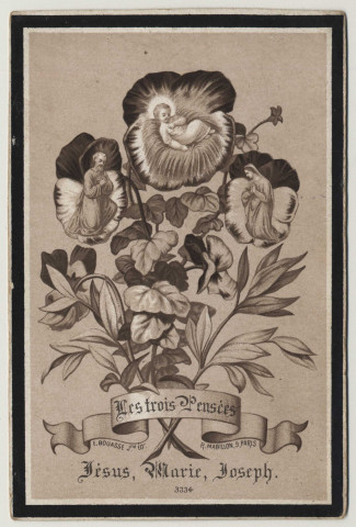 Les trois Pensées : Jésus, Marie, Joseph. La Sainte Famille