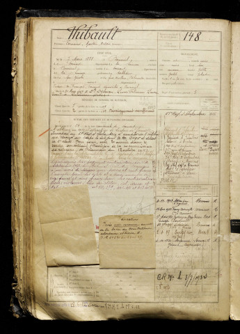 Thibault, Fernand Gaston Octave, né le 07 mars 1888 à Berneuil (Somme), classe 1908, matricule n° 148, Bureau de recrutement d'Abbeville
