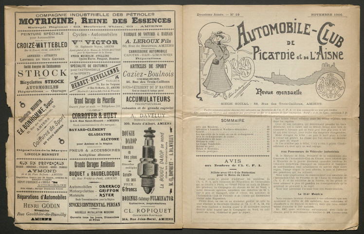 Automobile-club de Picardie et de l'Aisne. Revue mensuelle, 2e année, novembre 1906