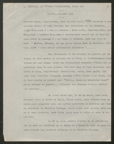 Témoignage de Chevrier, L. et correspondance avec Jacques Péricard