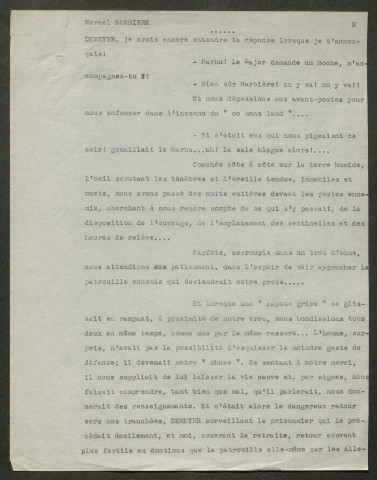 Témoignage de Bacquet, Jean et correspondance avec Jacques Péricard