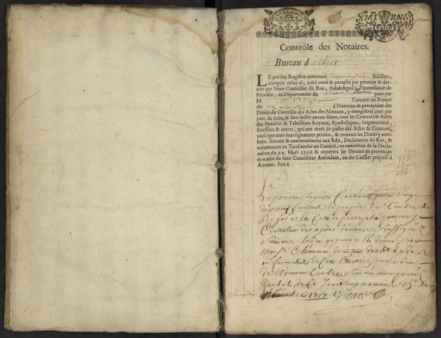 Contrôle des actes du bureau d'Albert pour la période du 23 avril 1718 au 27 juin 1720
