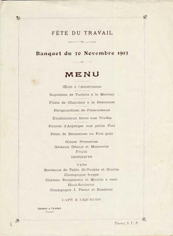 Amiens. Fête du travail.- Banquet du 30 novembre 1913