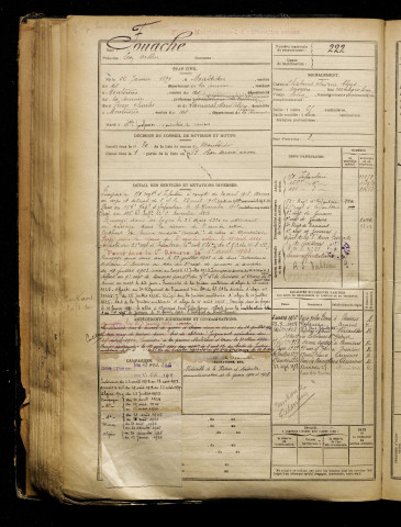 Fouache, Léon Arthur, né le 22 janvier 1899 à Montdidier (Somme), classe 1919, matricule n° 222, Bureau de recrutement de Péronne