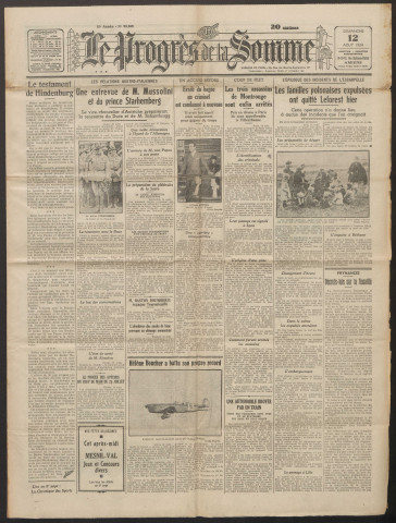 Le Progrès de la Somme, numéro 20062, 12 août 1934