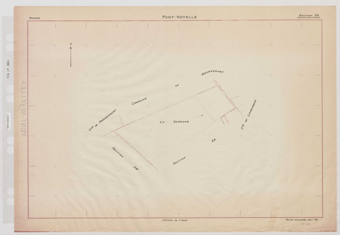 Plan du cadastre rénové - Pont-Noyelles : section ZK